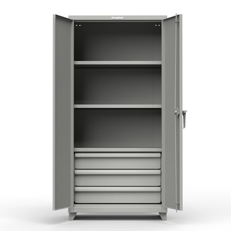 Strong Hold Storage Cabinet, 75 in H, 48 in W, 24 in D, Swing, Padlock Hasp, Medium Gray, 6 Shelves 46-DS-246-L